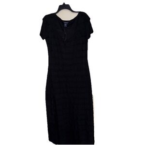 Max Edition Tiered Ruffle Lace Black Long Sleeve Stretchy Bodycon Dress XL